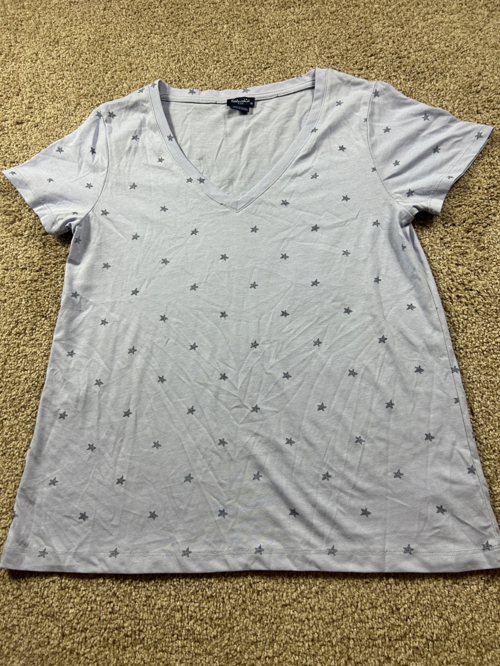 Splendid Women’s Gray Star Print V-Neck Pajama Top Size Small